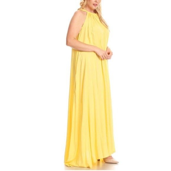Dresses | Plus Size Yellow Boho Halter Maxi Dress | Poshmark
